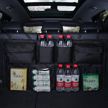 Load image into Gallery viewer, Car Back Seat Trunk Organizer Rear Seats Storage for Car Truck SUV Adjustable Auto Back Seat Cargo Organizers with Mesh Pockets
