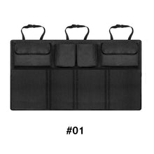 Load image into Gallery viewer, Car Back Seat Trunk Organizer Rear Seats Storage for Car Truck SUV Adjustable Auto Back Seat Cargo Organizers with Mesh Pockets
