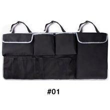 Load image into Gallery viewer, Car Rear Seat Back Organizer Auto Trunk Storage for Car Truck SUV Adjustable Auto Back Seat Cargo Organizers with Mesh Pockets
