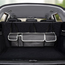 Load image into Gallery viewer, Car Back Seat Trunk Organizer Rear Seats Storage for Car Truck SUV Adjustable Auto Back Seat Cargo Organizers with Mesh Pockets
