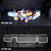Load image into Gallery viewer, Car Back Seat Trunk Organizer Rear Seats Storage for Car Truck SUV Adjustable Auto Back Seat Cargo Organizers with Mesh Pockets
