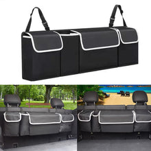 Load image into Gallery viewer, Car Back Seat Trunk Organizer Rear Seats Storage for Car Truck SUV Adjustable Auto Back Seat Cargo Organizers with Mesh Pockets

