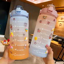 Load image into Gallery viewer, 2L Sports Water Bottle With Time Marker Straw Lids Large Capacity Tiktok Drinking Bottle Plastic Leak-proof Frosted Cup Outdoor
