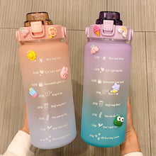 Load image into Gallery viewer, 2L Sports Water Bottle With Time Marker Straw Lids Large Capacity Tiktok Drinking Bottle Plastic Leak-proof Frosted Cup Outdoor
