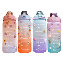 Load image into Gallery viewer, 2L Sports Water Bottle With Time Marker Straw Lids Large Capacity Tiktok Drinking Bottle Plastic Leak-proof Frosted Cup Outdoor
