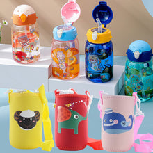 Load image into Gallery viewer, 600ml Portable Kids Water Bottle Sippy Cup Creative Cartoon Baby Feeding Cups with Straws Leakproof Water Bottles Outdoor Children's Cups
