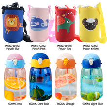 Load image into Gallery viewer, 600ml Portable Kids Water Bottle Sippy Cup Creative Cartoon Baby Feeding Cups with Straws Leakproof Water Bottles Outdoor Children's Cups
