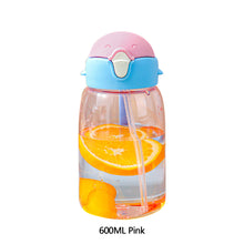 Load image into Gallery viewer, 600ml Portable Kids Water Bottle Sippy Cup Creative Cartoon Baby Feeding Cups with Straws Leakproof Water Bottles Outdoor Children's Cups

