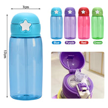 Load image into Gallery viewer, 480ml Portable Kids Water Bottle Sippy Cup Creative Cartoon Baby Feeding Cups with Straws Leakproof Water Bottles Outdoor Children's Cups
