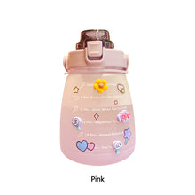 Load image into Gallery viewer, 1300ml Large Capacity Outdoor Sports Water Bottle With Straw Strap 3D Sticker For Girls Children Portable School Drinking Bottle
