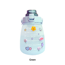 Load image into Gallery viewer, 1300ml Large Capacity Outdoor Sports Water Bottle With Straw Strap 3D Sticker For Girls Children Portable School Drinking Bottle
