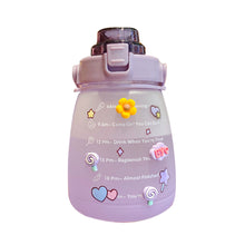 Load image into Gallery viewer, 1300ml Large Capacity Outdoor Sports Water Bottle With Straw Strap 3D Sticker For Girls Children Portable School Drinking Bottle
