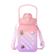 Load image into Gallery viewer, 1500ml Large Capacity Outdoor Sports Water Bottle With Straw Strap 3D Sticker For Girls Children Portable School Drinking Bottle
