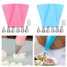 Load image into Gallery viewer, 8PCS Reusable Silicone Pastry Bag Tips Stainless Steel Piping Nozzles Cake Decorating Tips Set Confectionery Pastry Cream Baking DIY Tools
