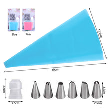 Load image into Gallery viewer, 8PCS Reusable Silicone Pastry Bag Tips Stainless Steel Piping Nozzles Cake Decorating Tips Set Confectionery Pastry Cream Baking DIY Tools
