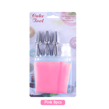 Load image into Gallery viewer, 8PCS Reusable Silicone Pastry Bag Tips Stainless Steel Piping Nozzles Cake Decorating Tips Set Confectionery Pastry Cream Baking DIY Tools
