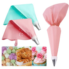 Load image into Gallery viewer, 9PCS Reusable Silicone Pastry Bag Tips Stainless Steel Piping Nozzles Cake Decorating Tips Set Confectionery Pastry Cream Baking DIY Tools
