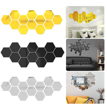 Load image into Gallery viewer, 12Pcs 3D Mirror Wall Sticker DIY Diamonds Triangles Acrylic Wall Stickers for Kids Room Living Room Home Decor
