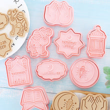 Load image into Gallery viewer, 8Pcs Eid Mubarak Cookie Cutters Set Islamic Muslim Biscuit Mold Moon Star Stamp DIY Cake Baking Tools Ramadan Decoration
