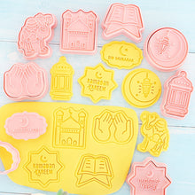 Load image into Gallery viewer, 8Pcs Eid Mubarak Cookie Cutters Set Islamic Muslim Biscuit Mold Moon Star Stamp DIY Cake Baking Tools Ramadan Decoration
