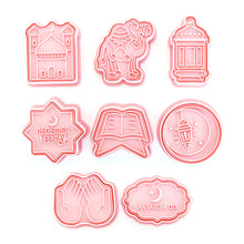 Load image into Gallery viewer, 8Pcs Eid Mubarak Cookie Cutters Set Islamic Muslim Biscuit Mold Moon Star Stamp DIY Cake Baking Tools Ramadan Decoration
