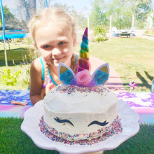 Load image into Gallery viewer, Unicorn Horn Birthday Cake Topper Happy Birthday Cake Decoration Ornament Kids Girls Cake Sequin Accessories Party Decoration Supplies
