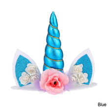 Load image into Gallery viewer, Unicorn Horn Birthday Cake Topper Happy Birthday Cake Decoration Ornament Kids Girls Cake Sequin Accessories Party Decoration Supplies
