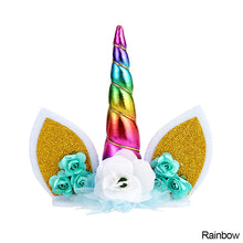 Load image into Gallery viewer, Unicorn Horn Birthday Cake Topper Happy Birthday Cake Decoration Ornament Kids Girls Cake Sequin Accessories Party Decoration Supplies
