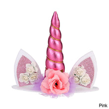 Load image into Gallery viewer, Unicorn Horn Birthday Cake Topper Happy Birthday Cake Decoration Ornament Kids Girls Cake Sequin Accessories Party Decoration Supplies
