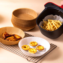 Load image into Gallery viewer, 50pcs 16cm Air Fryer Disposable Baking Papers 3-6L Air Fryer Liners Non-Stick Steamer Round Oil Paper Liners Kitchen Accessories
