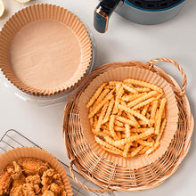Load image into Gallery viewer, 50pcs 16cm Air Fryer Disposable Baking Papers 3-6L Air Fryer Liners Non-Stick Steamer Round Oil Paper Liners Kitchen Accessories
