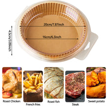 Load image into Gallery viewer, 50pcs 16cm Air Fryer Disposable Baking Papers 3-6L Air Fryer Liners Non-Stick Steamer Round Oil Paper Liners Kitchen Accessories
