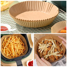 Load image into Gallery viewer, 50pcs 16cm Air Fryer Disposable Baking Papers 3-6L Air Fryer Liners Non-Stick Steamer Round Oil Paper Liners Kitchen Accessories
