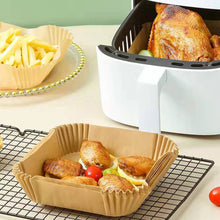 Load image into Gallery viewer, 50pcs Square Air Fryer Disposable Baking Papers 6-8L Air Fryer Liners Non-Stick Steamer Round Oil Paper Liners Kitchen Accessories
