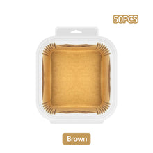 Load image into Gallery viewer, 50pcs Square Air Fryer Disposable Baking Papers 6-8L Air Fryer Liners Non-Stick Steamer Round Oil Paper Liners Kitchen Accessories
