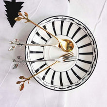 Load image into Gallery viewer, Stainless Steel Coffee Tea Spoon Dessert Cake Fork Leave Mixing Spoon Fruit Fork Wedding Party Home Kitchen Spoons
