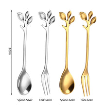 Load image into Gallery viewer, Stainless Steel Coffee Tea Spoon Dessert Cake Fork Leave Mixing Spoon Fruit Fork Wedding Party Home Kitchen Spoons
