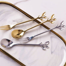 Load image into Gallery viewer, Stainless Steel Coffee Tea Spoon Dessert Cake Fork Leave Mixing Spoon Fruit Fork Wedding Party Home Kitchen Spoons
