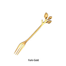 Load image into Gallery viewer, Stainless Steel Coffee Tea Spoon Dessert Cake Fork Leave Mixing Spoon Fruit Fork Wedding Party Home Kitchen Spoons
