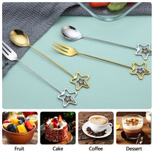 Load image into Gallery viewer, 304 Stainless Steel Coffee Tea Spoon Dessert Cake Fork Korean Style Heart Star Pendant Coffee Milk Mixing Spoon Fruit Fork Tableware

