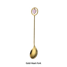 Load image into Gallery viewer, 304 Stainless Steel Coffee Tea Spoon Dessert Cake Fork Korean Style Heart Star Pendant Coffee Milk Mixing Spoon Fruit Fork Tableware
