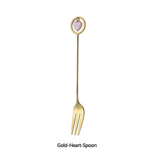 Load image into Gallery viewer, 304 Stainless Steel Coffee Tea Spoon Dessert Cake Fork Korean Style Heart Star Pendant Coffee Milk Mixing Spoon Fruit Fork Tableware
