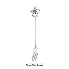 Load image into Gallery viewer, 304 Stainless Steel Coffee Tea Spoon Dessert Cake Fork Korean Style Heart Star Pendant Coffee Milk Mixing Spoon Fruit Fork Tableware

