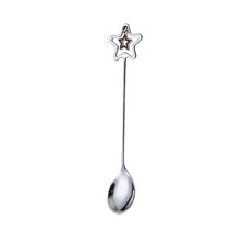Load image into Gallery viewer, 304 Stainless Steel Coffee Tea Spoon Dessert Cake Fork Korean Style Heart Star Pendant Coffee Milk Mixing Spoon Fruit Fork Tableware
