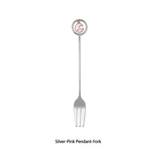 Load image into Gallery viewer, 304 Stainless Steel Coffee Tea Spoon Dessert Cake Fork Moon Star Pendant Coffee Milk Mixing Spoon Fruit Fork Tableware
