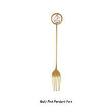 Load image into Gallery viewer, 304 Stainless Steel Coffee Tea Spoon Dessert Cake Fork Moon Star Pendant Coffee Milk Mixing Spoon Fruit Fork Tableware
