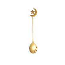 Load image into Gallery viewer, 304 Stainless Steel Coffee Tea Spoon Dessert Cake Fork Moon Star Pendant Coffee Milk Mixing Spoon Fruit Fork Tableware
