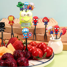Load image into Gallery viewer, 8pcs/set Mini Stainless Steel Hero Fruit Fork Kids Cute Cartoon Hero Dessert Forks Children Lunch Dessert Fruit Decoration Forks
