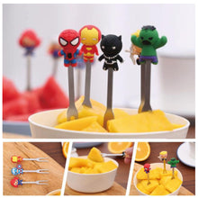 Load image into Gallery viewer, 8pcs/set Mini Stainless Steel Hero Fruit Fork Kids Cute Cartoon Hero Dessert Forks Children Lunch Dessert Fruit Decoration Forks

