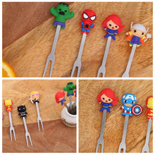 Load image into Gallery viewer, 8pcs/set Mini Stainless Steel Hero Fruit Fork Kids Cute Cartoon Hero Dessert Forks Children Lunch Dessert Fruit Decoration Forks
